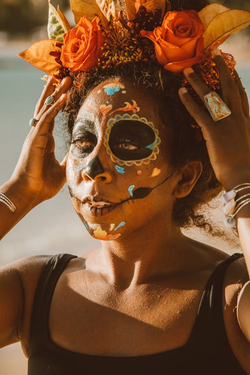 Close-Up Shot of a Woman with Face Paint