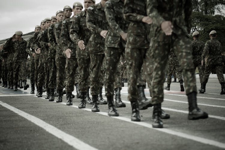 View Of Soldiers Marching