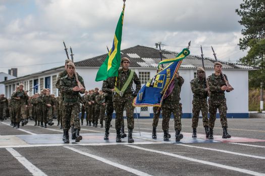 Army Soldiers Marching during a Military Parade 