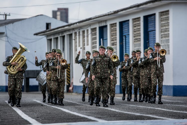 Military Marching Band Performing 