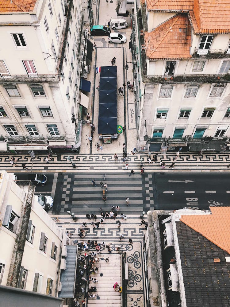 Aerial View Of City Crossroads