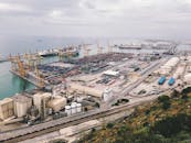 Cargo Containers in Waterfront City Port