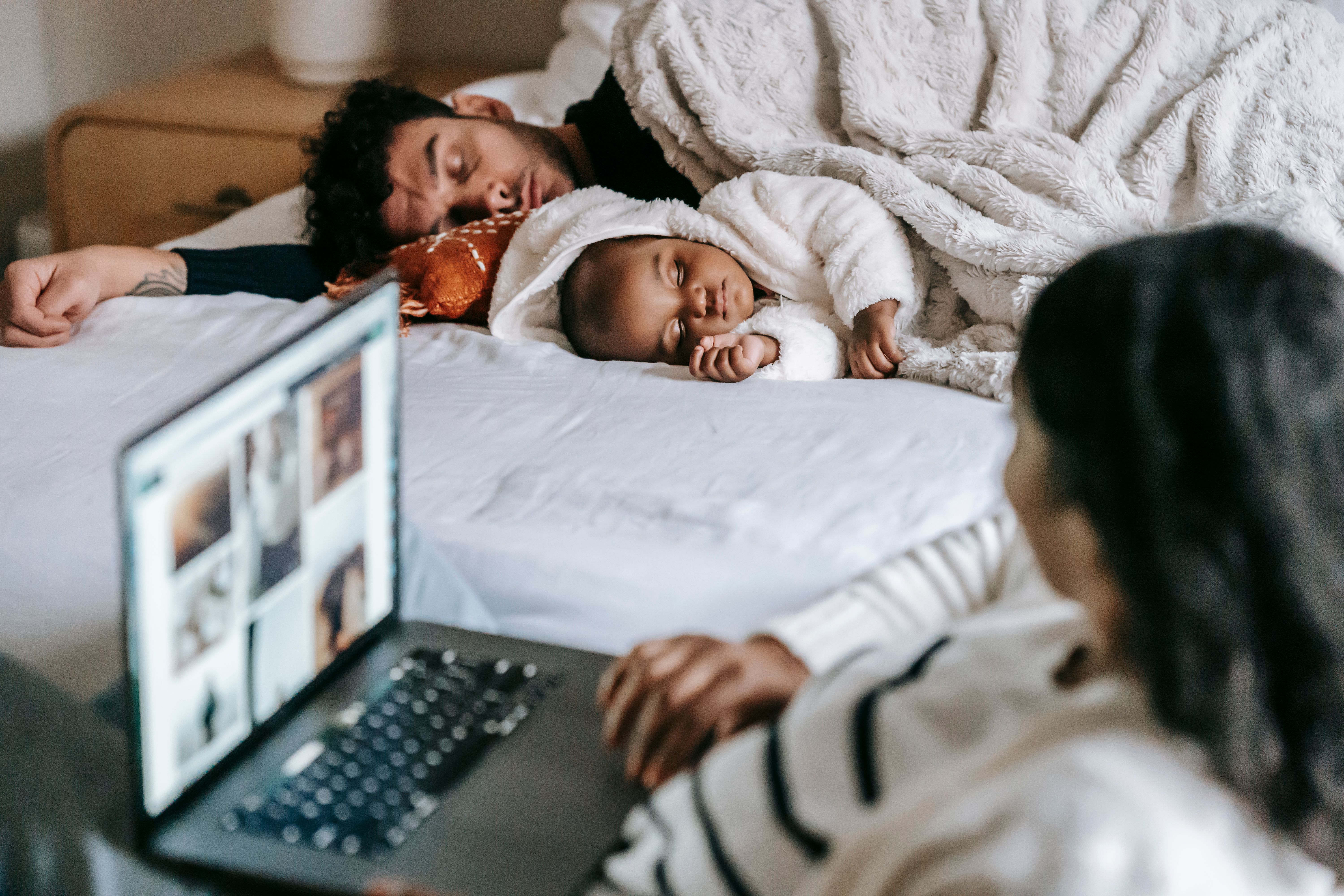 Mother organizing baby care and travel essentials in a calm family home