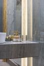 Modern bathroom with various toiletry