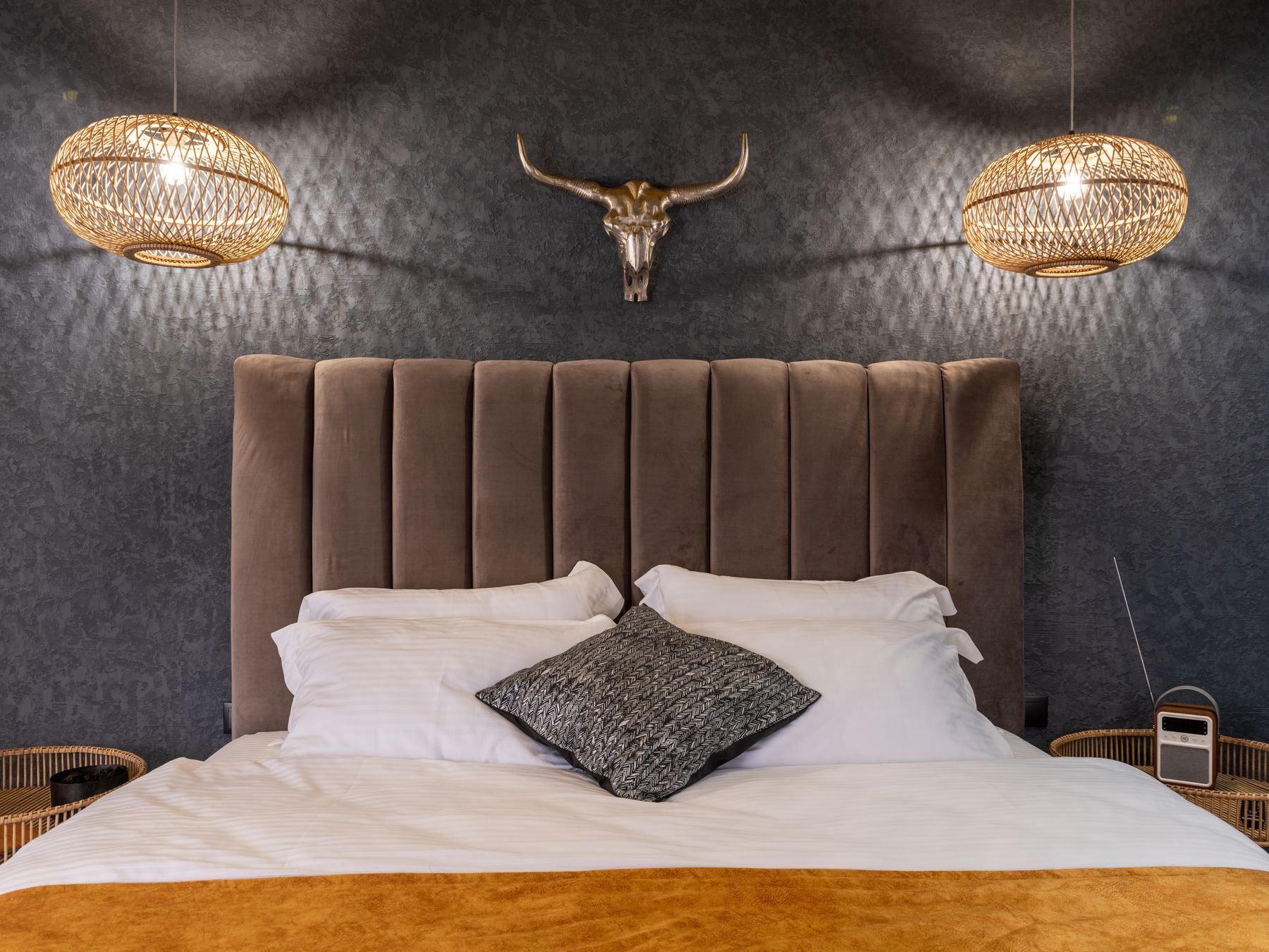 Wallpapering in Millbank — woodwork brushed to a crisp, smooth line