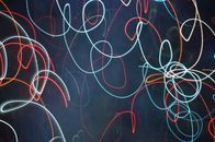 A Long Exposure of Light Scribbles at Night
