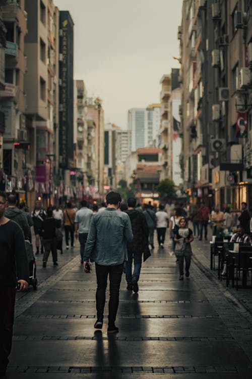 People Walking on Sidewalk