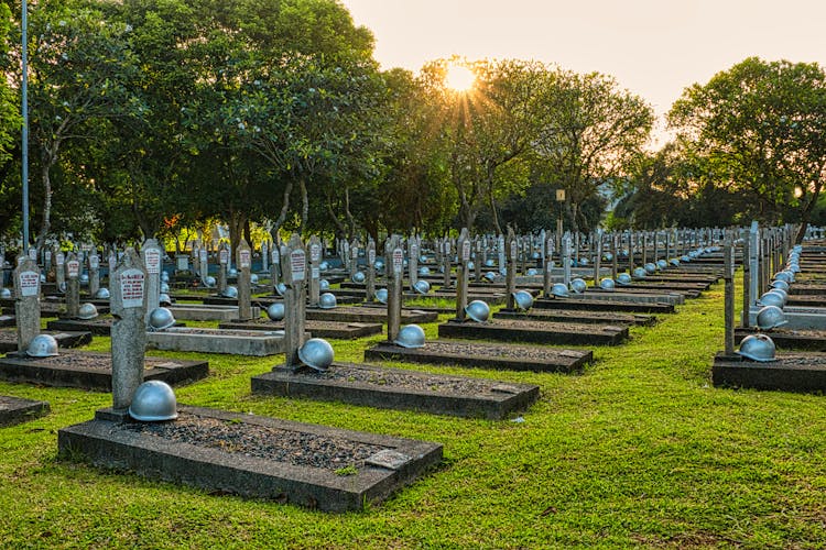 Aged Gravestones In National Cemetery