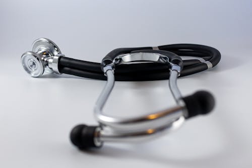 
A Close-Up Shot of a Black Stethoscope