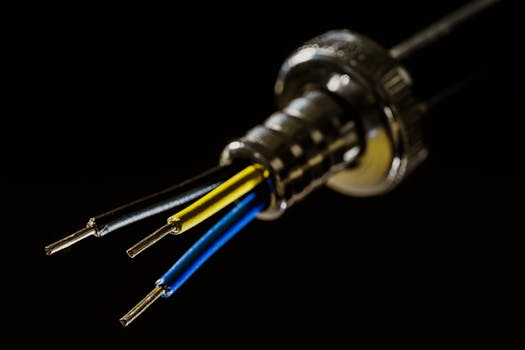 Yellow Coated Wire Near Black and Blue Coated Wire