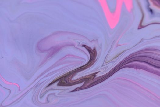 Abstract backdrop of artwork representing violet and pink watercolor fluids creating thin waves and swirls