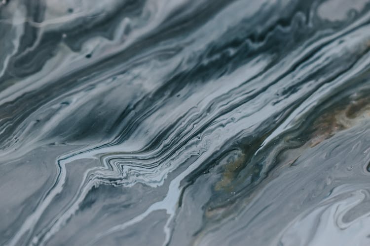 Abstract Painting Of Wavy Gray Tint Flows