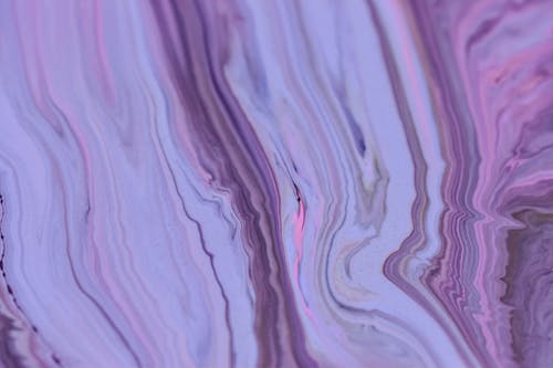 Abstract background of painting representing curved purple dye fluids with thin lines in rows