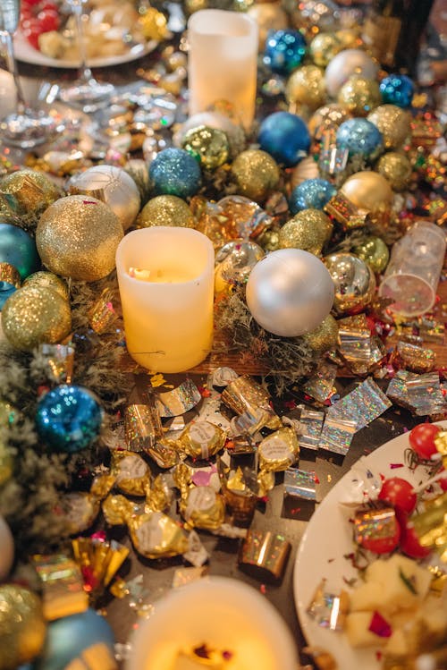 Close-Up Shot of Christmas Decorations