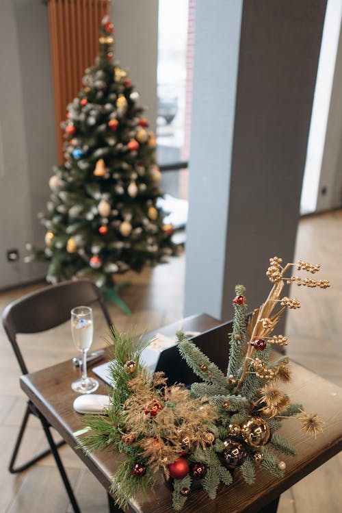 Green and Brown Christmas Tree on Table