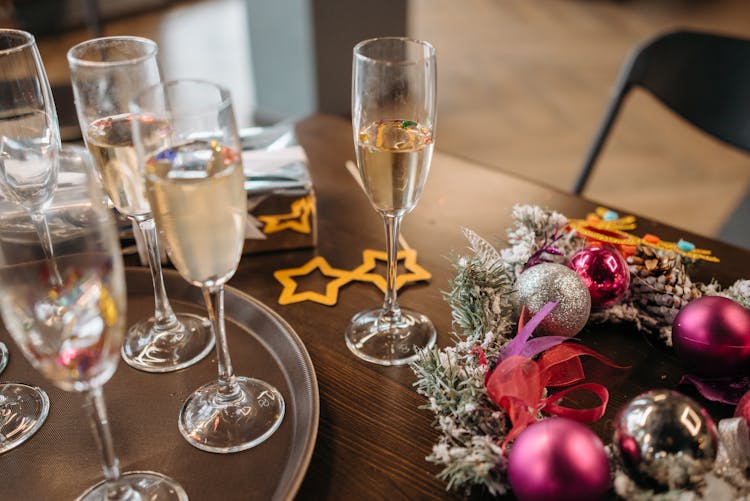 Confetti Inside Champagne Glasses