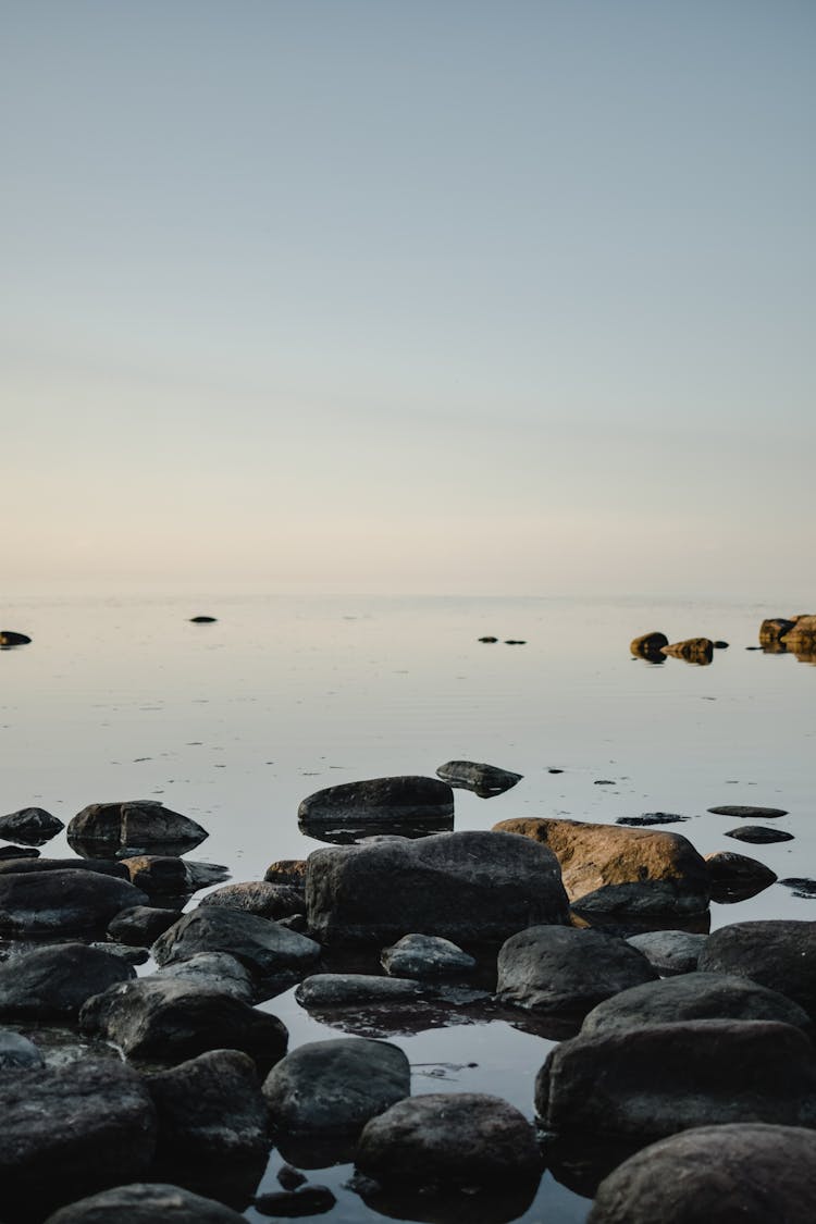 Big Rocks On Seashore