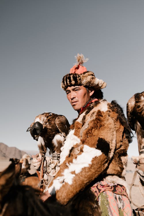 Native Man in Fur Coat in Mongolia