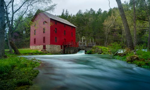 Free stock photo of missouri, red barn, red mill