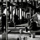 People on Sidewalk in City