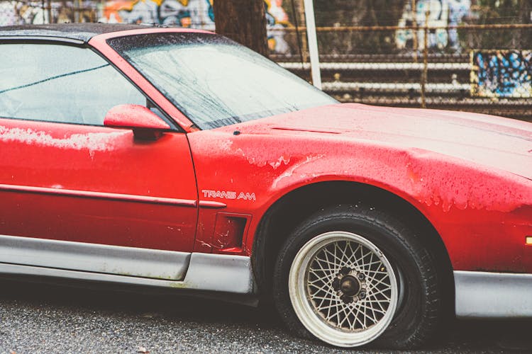 Pontiac Vintage Car With Flat Tire