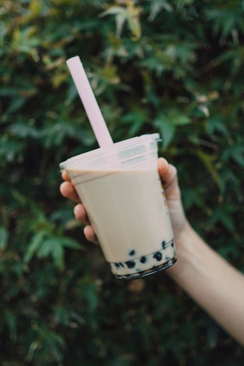 Free A Person Holding a Milk Tea Stock Photo