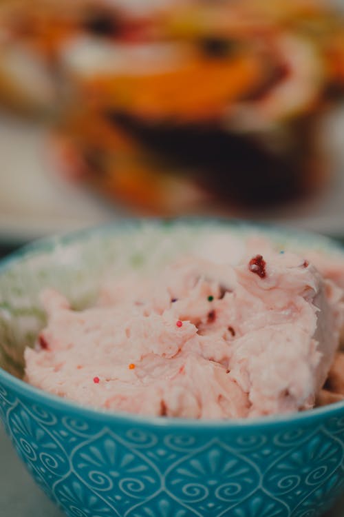 Strawberry Ice Cream on Ceramic Bowl