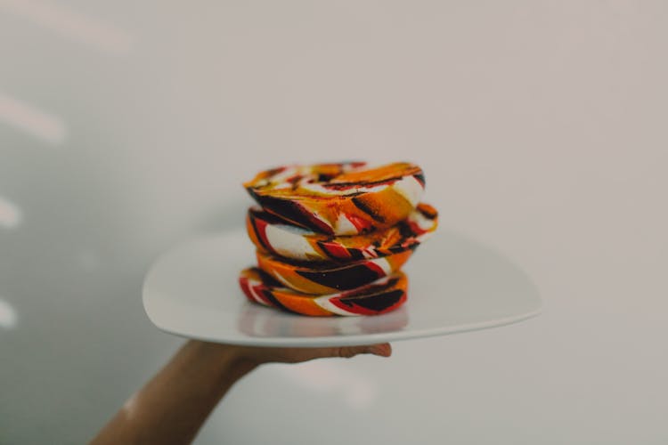 Sliced Bagels On A Plate