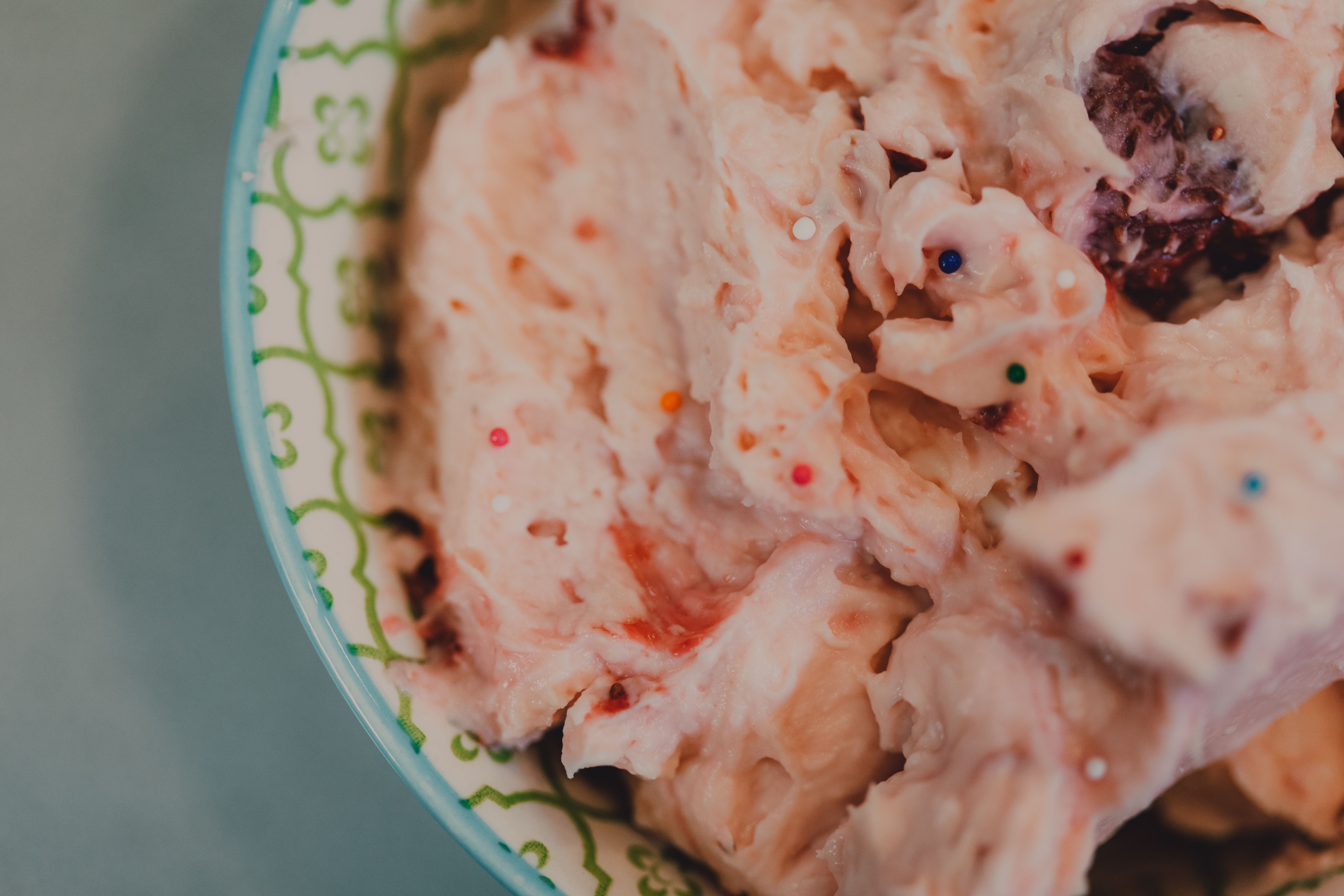 Homemade ice cream and frozen treats in bowls
