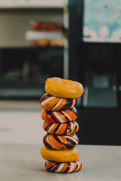 Stack of Colorful Bagels