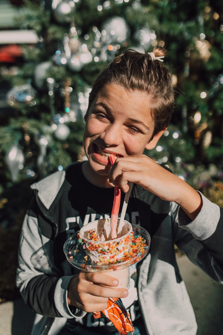 Boy Eating Dessert