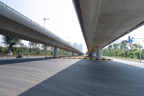 Elevated highways above road in suburban area