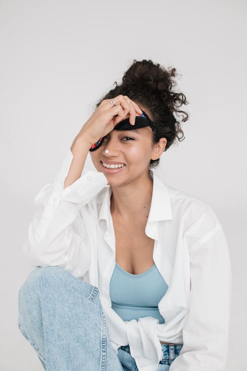 Free 
A Woman Wearing a Sleep Mask Stock Photo