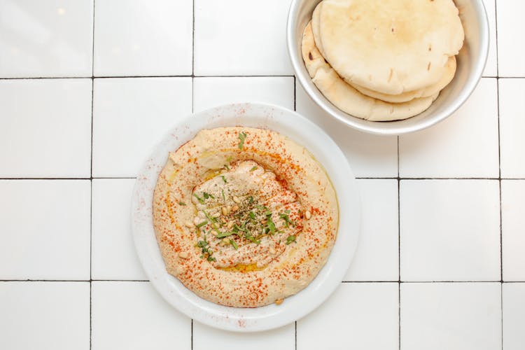 Hummus On White Container