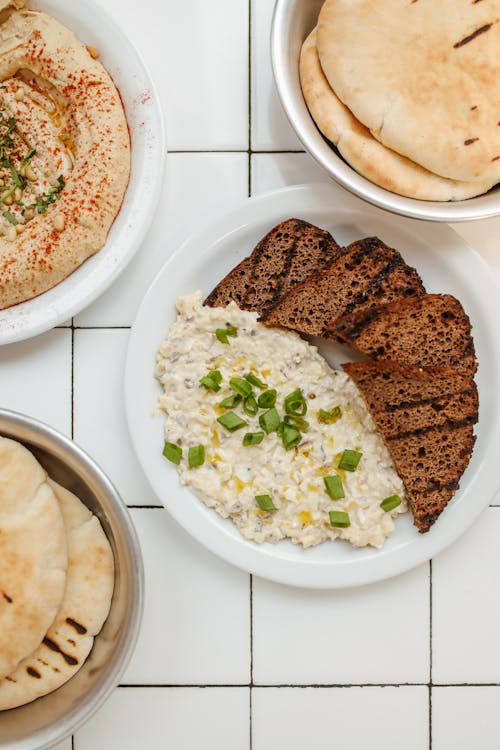 Free A Top View of Delicious Food on Plates Stock Photo