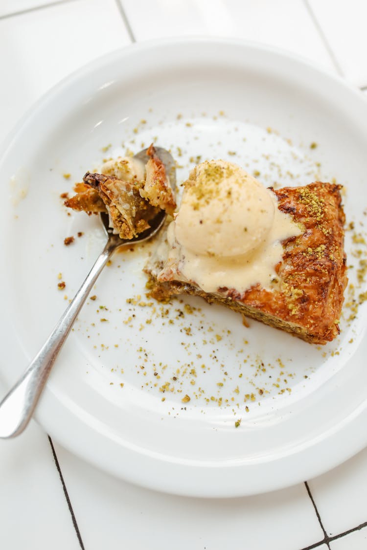 Close-Up Shot Of A Plate Of Baklava 