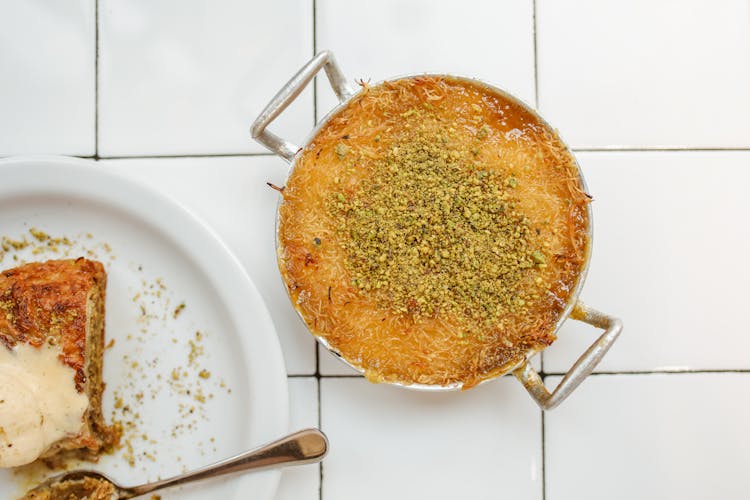 Photograph Of Knafeh In A Pot