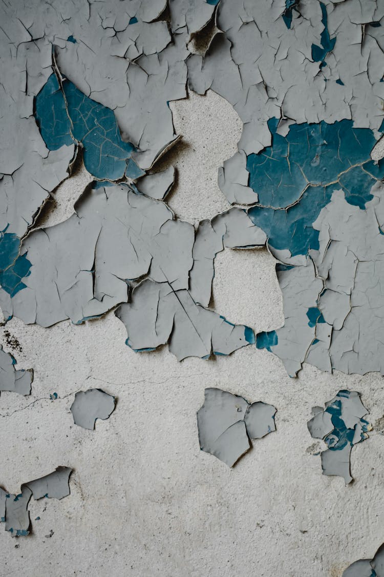 Gray And Blue Cracked Concrete Wall 