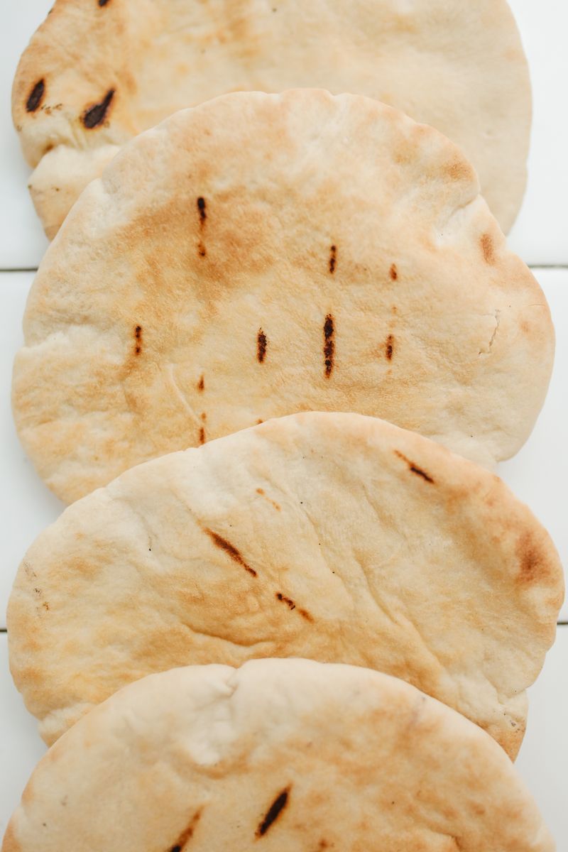 Freshly baked pitta breads
