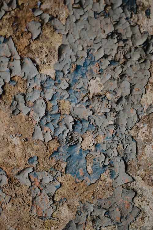 Free Detailed view of a weathered and peeled paint wall surface, showcasing natural textures. Stock Photo