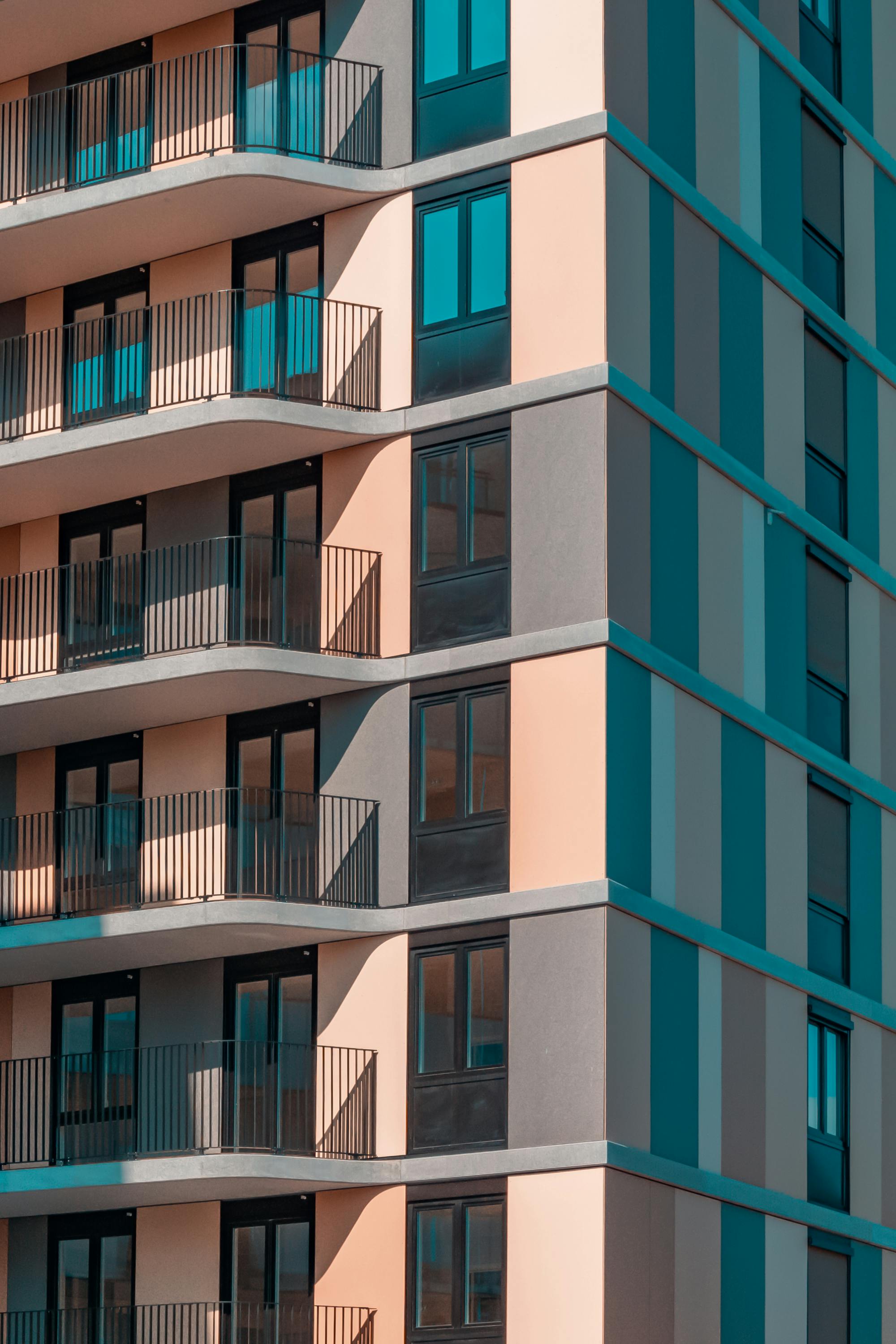 Balconies on a high-rise multifamily building 
