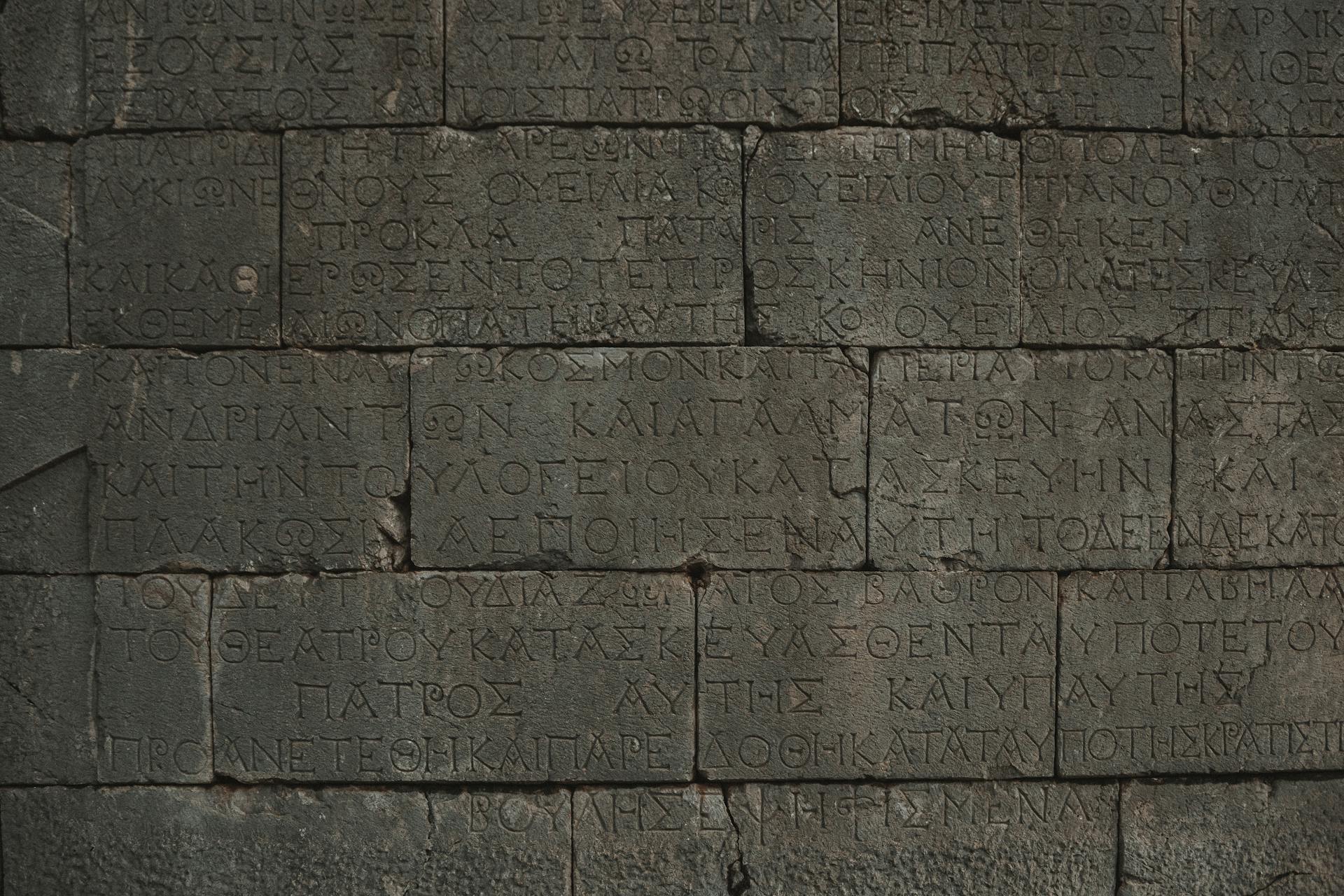 Engraved Greek Letters on a Stone