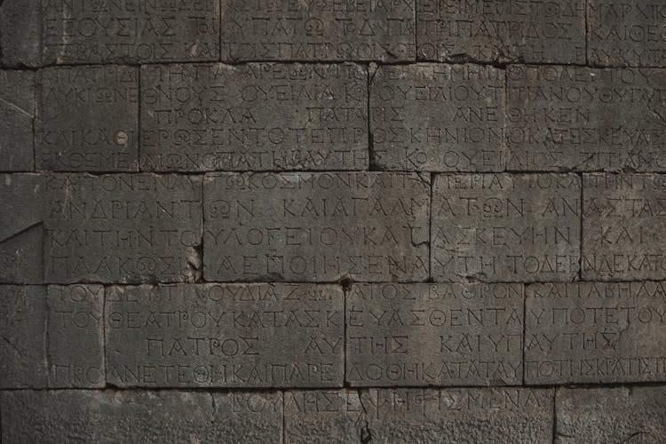 Engraved Greek Letters On A Stone