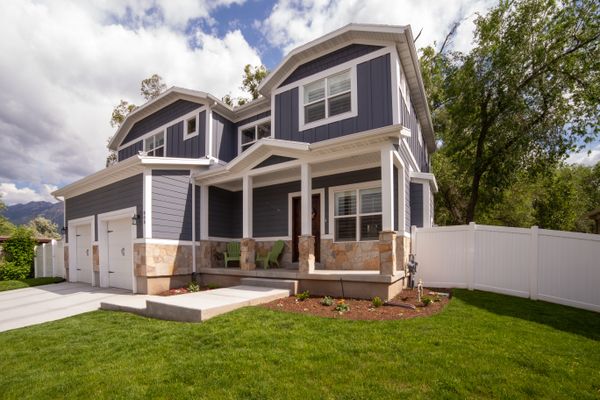 Home exterior with gutters