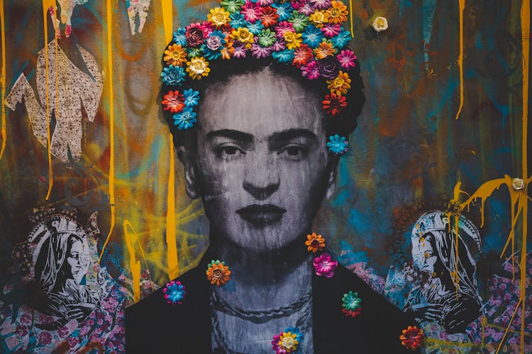 Creative Graffiti Wall With Portrait Of Frida Kahlo