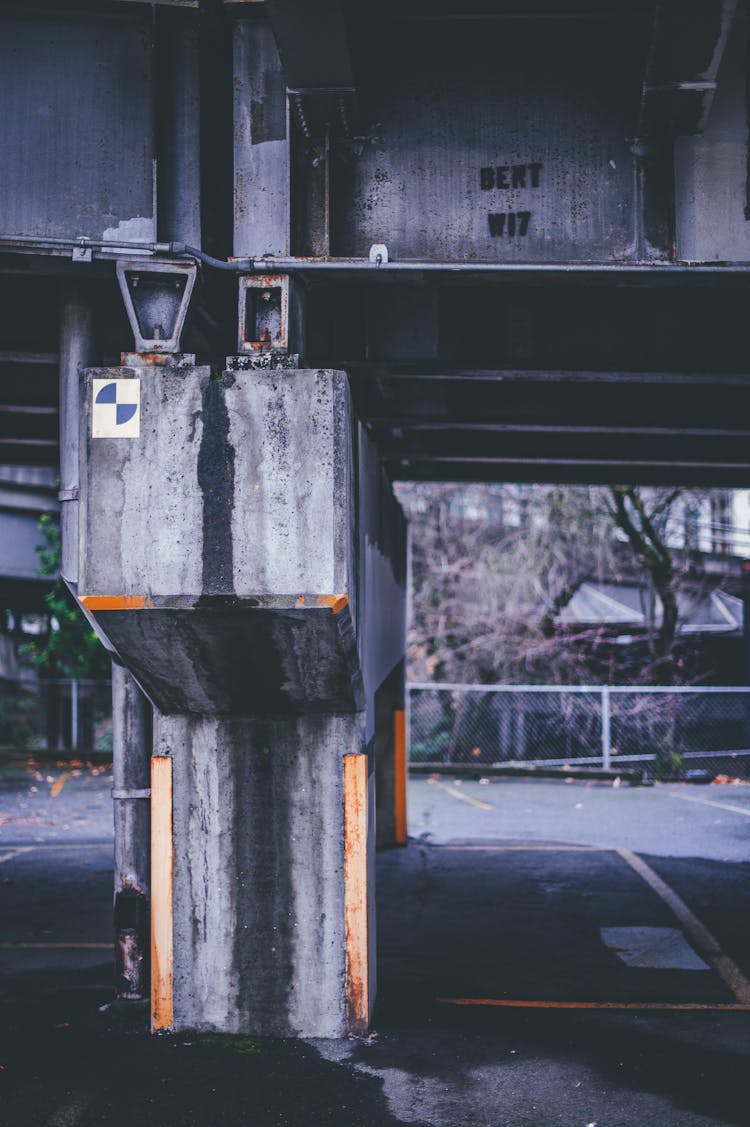 Construction Detail On Old Concrete Bridge In City