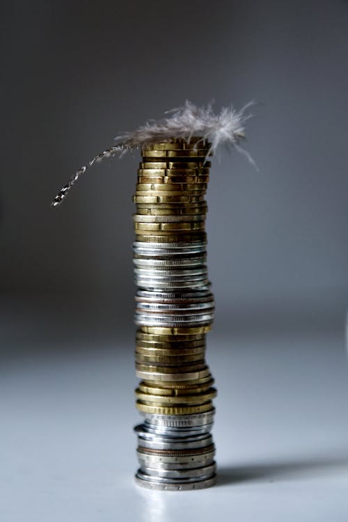 Feather on Coin Pile