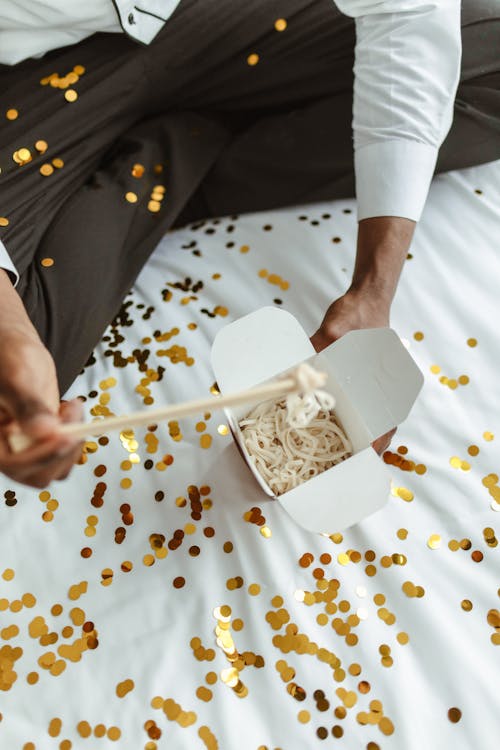 A Takeout Box with Noodles