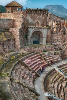 Explore the ancient Roman amphitheater in Cartagena with stunning architectural details.