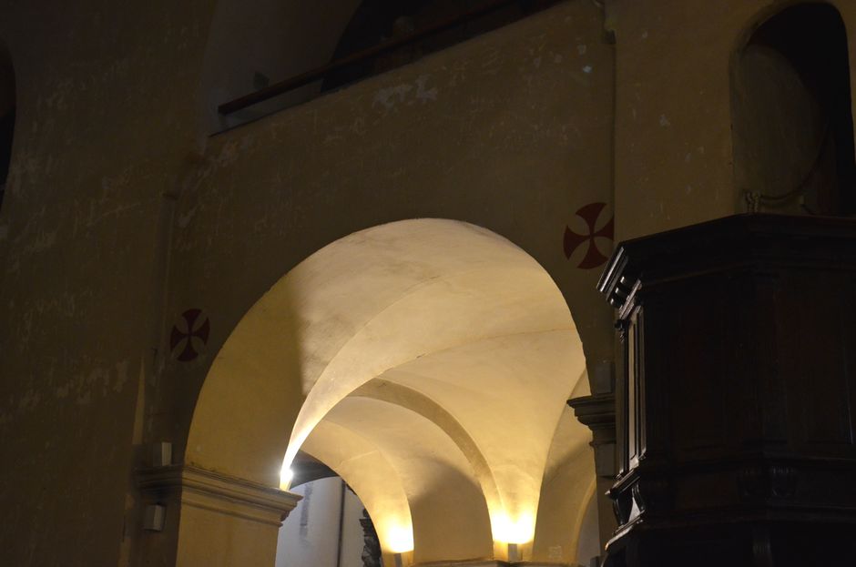 church interior evening light